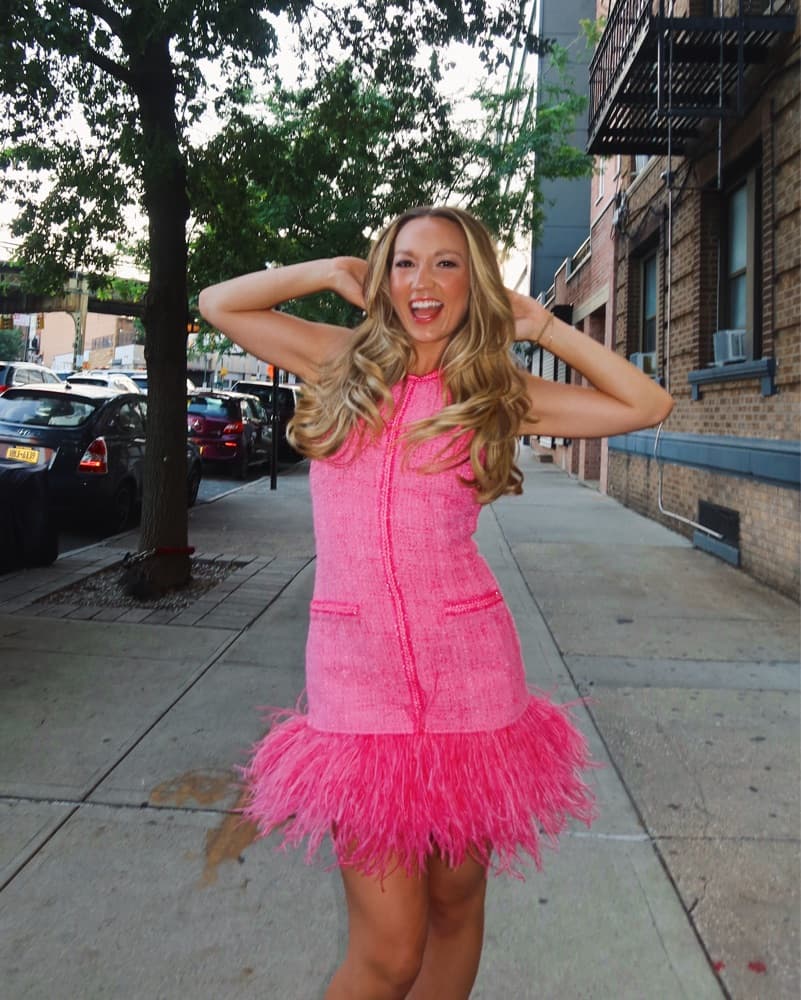 Playful Pink Feather Dress - Image 1