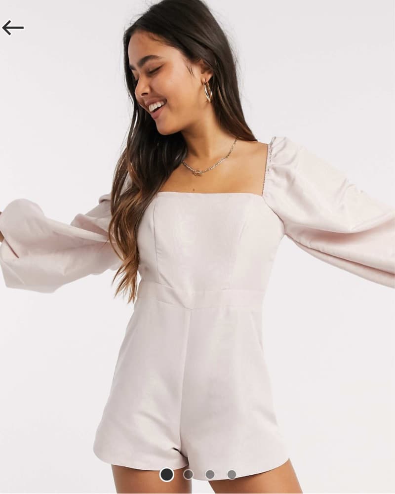 River Island Puff Sleeve Romper Pink - Image 2