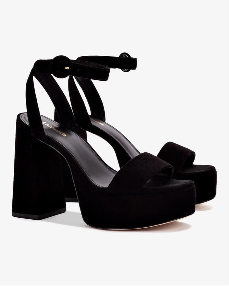 Larroude Dolly Sandal In Black Suede 6.5 - Image 1