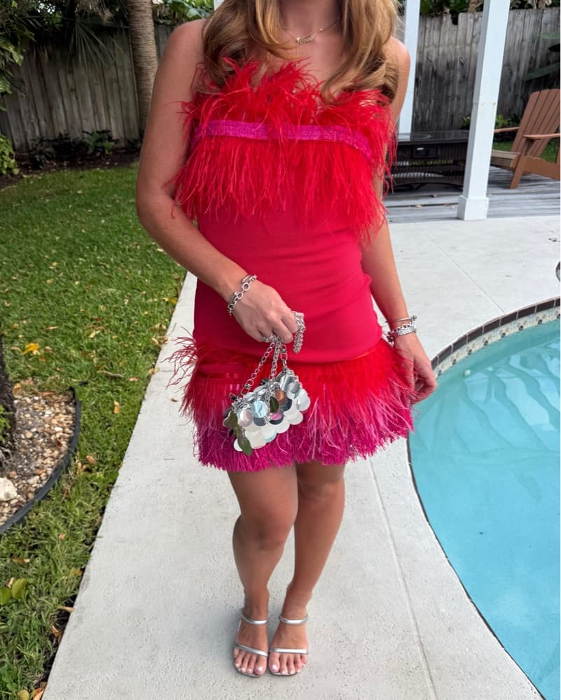 Staud Feather Mini Dress - Image 1