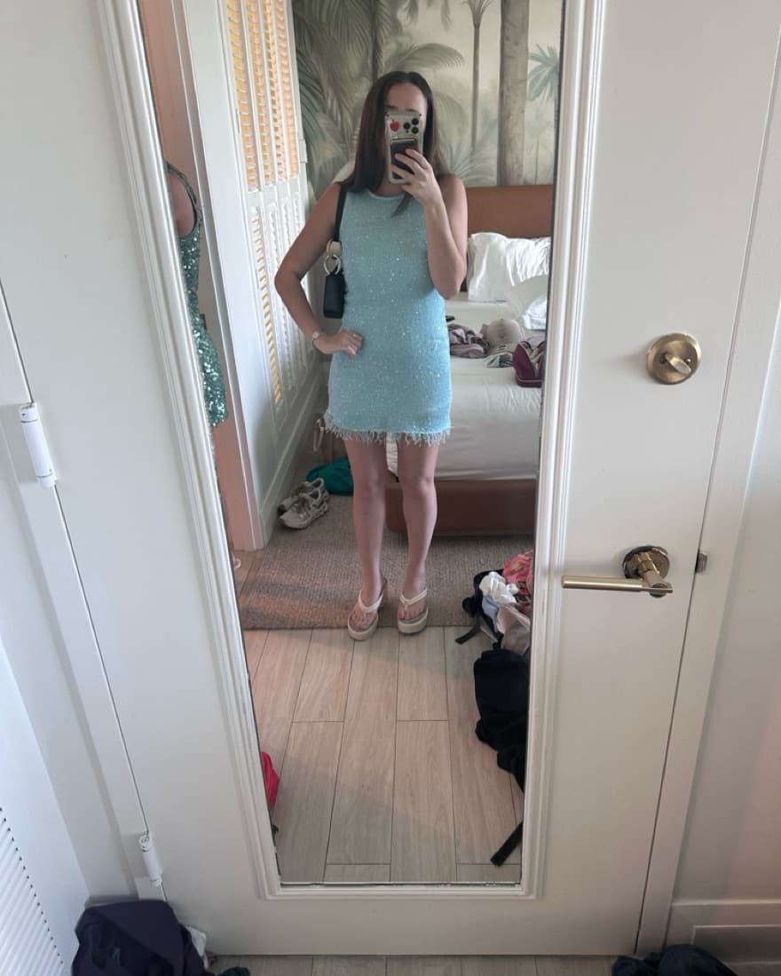 Natalia Mini Dress - Baia Blue Sequin - Image 2