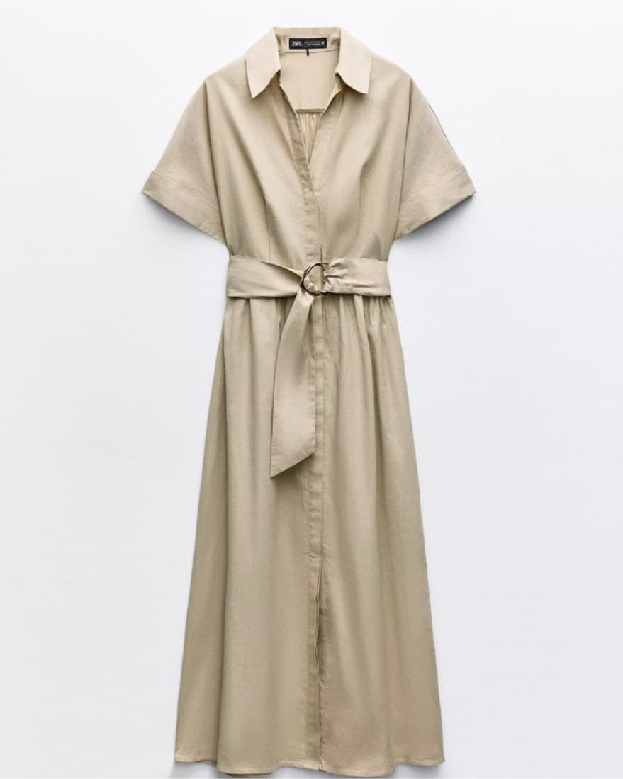 Zara Linen Blend Midi Dress - Image 1