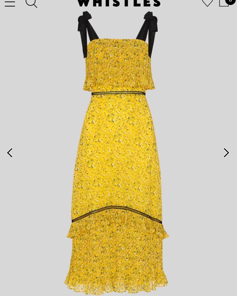 Whistles Yellow Pleated Midi Dress - Image 1