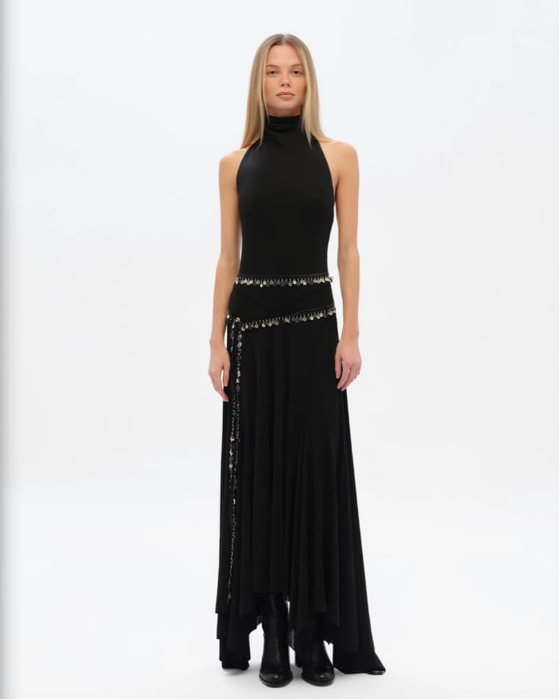 Siedres Black Silver Belt Dress - Image 1