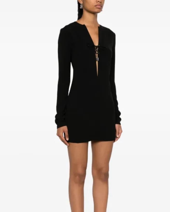 16 Arlington L/S Mini Lace Up Dress - Image 3