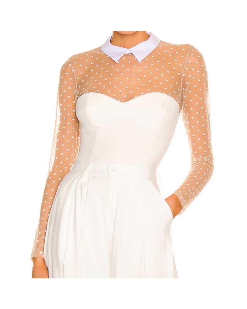 Fleur Du Mal White Polka Dot Bodysuit XS - Image 1