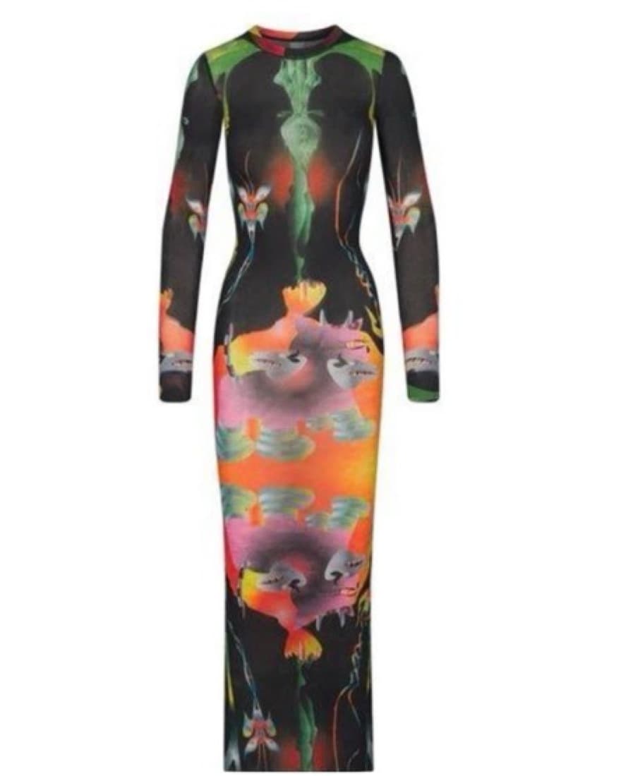 Skims Mesh Obsidian Longsleeve Dress - Image 3
