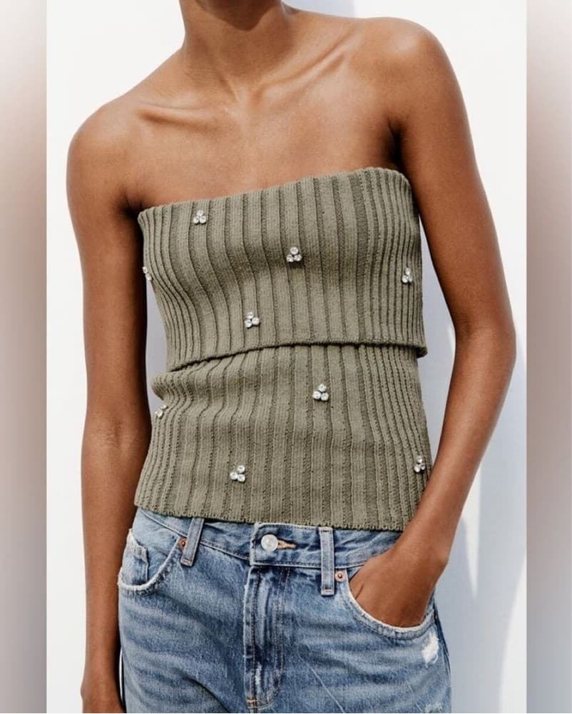 Zara Jeweled Off The Shoulder/Tube Top - Image 3