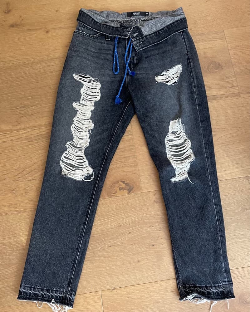 Distressed Denim Straight Jeans - Image 1