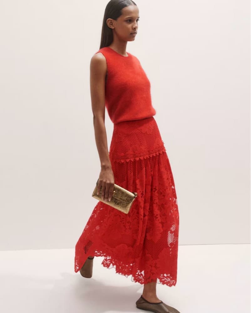 ME + EM red lace maxi skirt - Image 2
