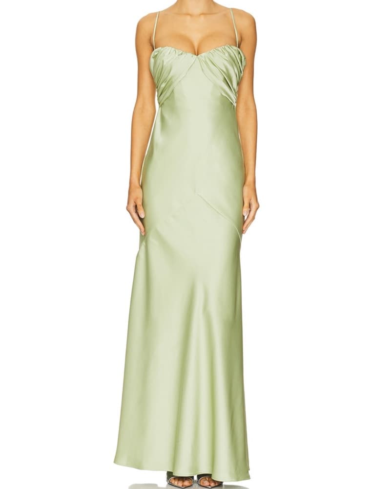 Satin Sage Green Dress - Image 1