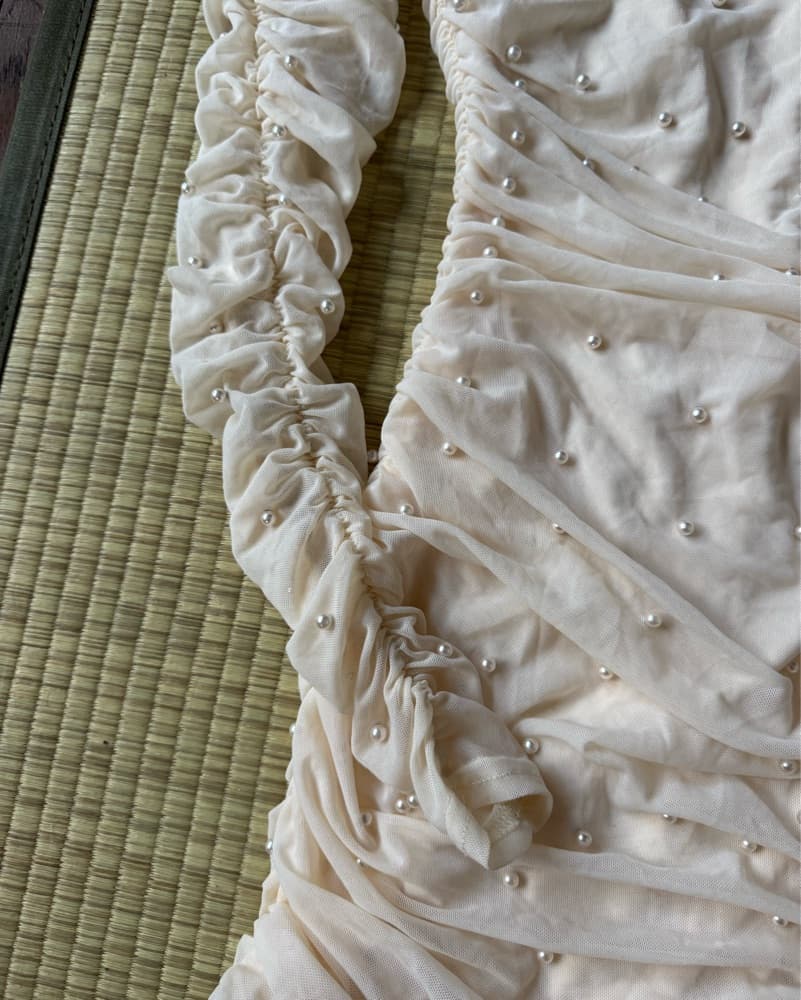 Pearl Creame Mini Dress - Image 3