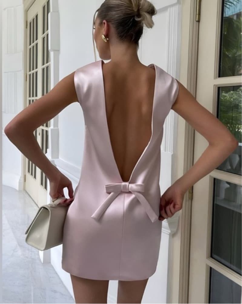 pink satin mini dress - Image 3