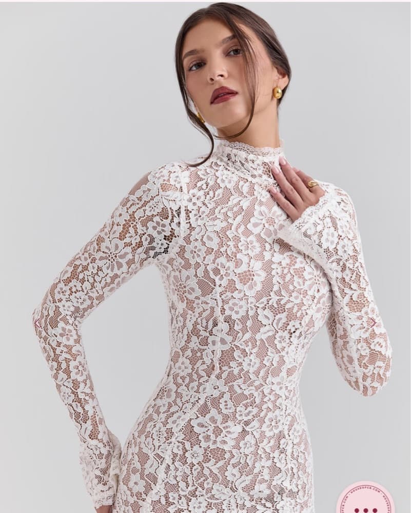 Lace Fitted Midi Dress - Image 6