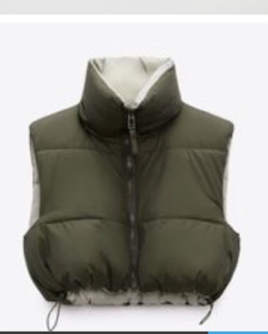 Chic Olive Puffer Reversible Vest - Image 4