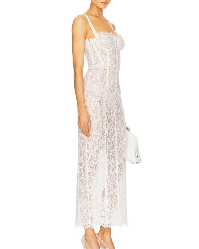 Helsa White Lace Column Maxi Dress XS  - Image 2