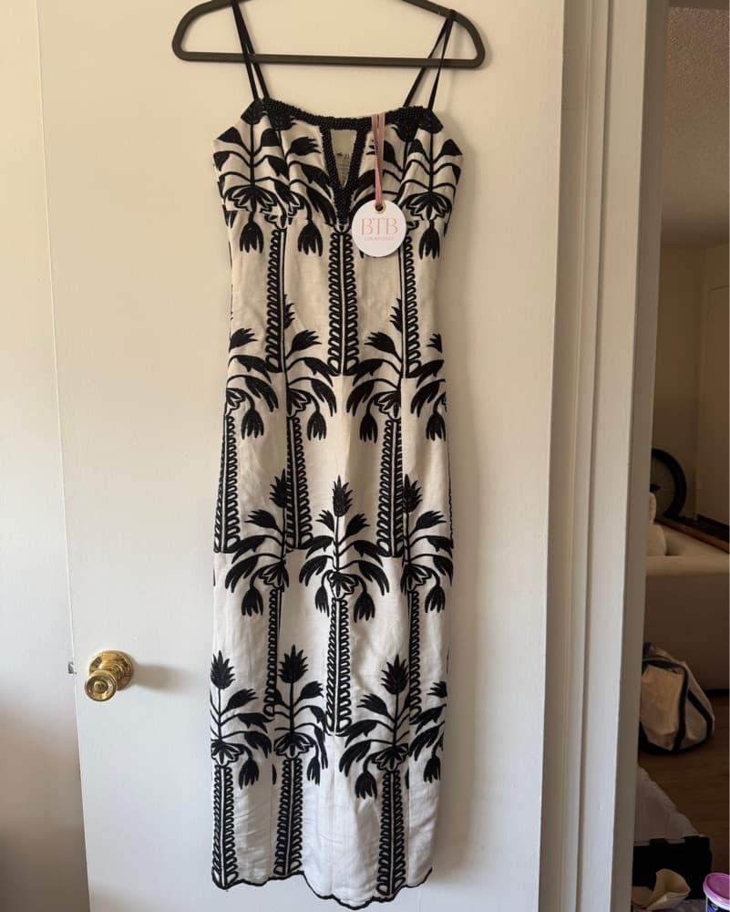 Black + White Embroidered Dress  - Image 2