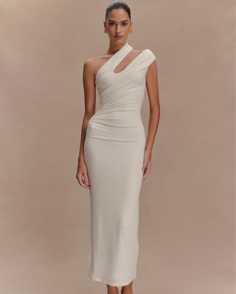 Elegant One Shoulder White Gown - Image 1