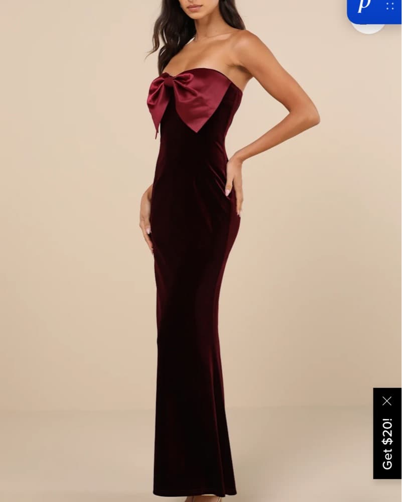 Lulus  Burgundy Velvet Bow Dress - Image 3