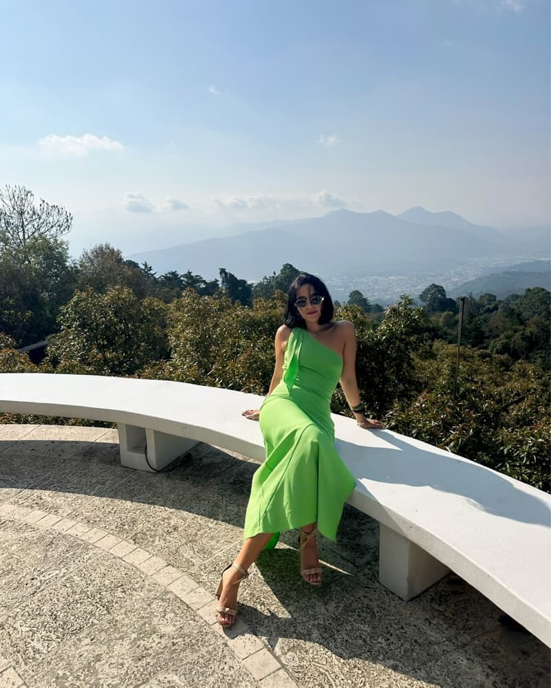 Lime Green One-Shoulder Midi Dress - Image 1