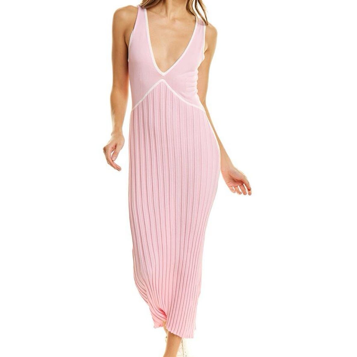 Solid Striped Aubrey V-neck Dress - Image 3