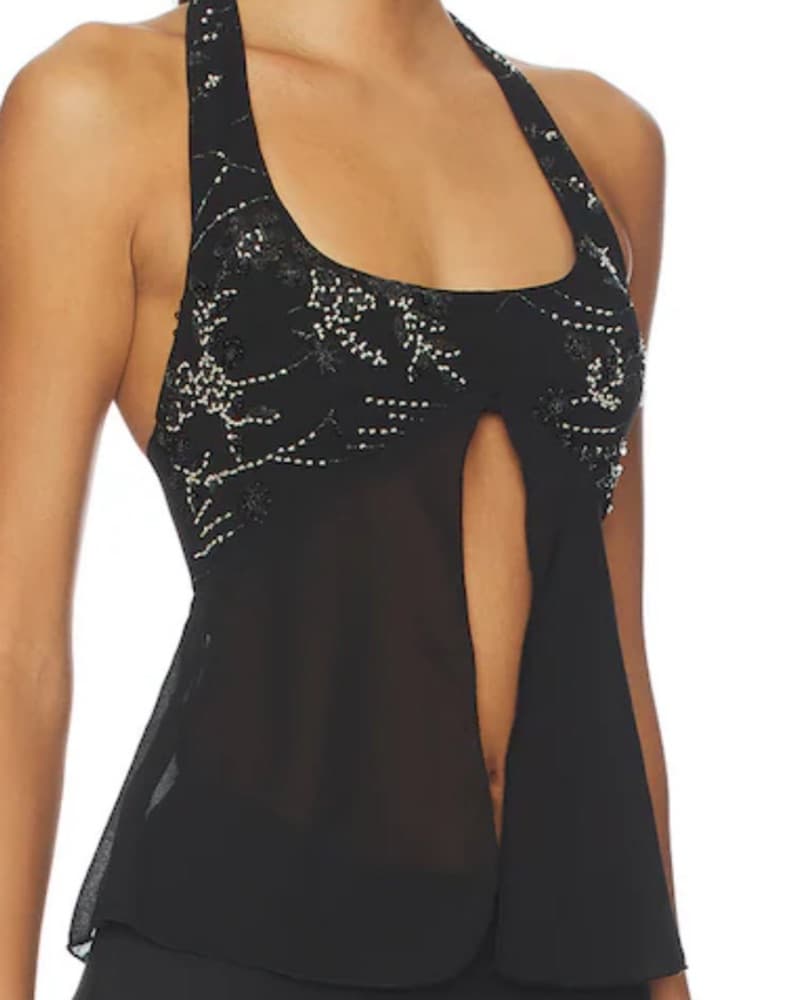 Chic Sequined Halter Peplum Top - Image 2