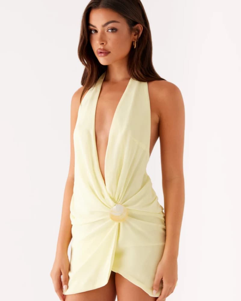 Peppermayo Halter Mini Dress Yellow - Image 1