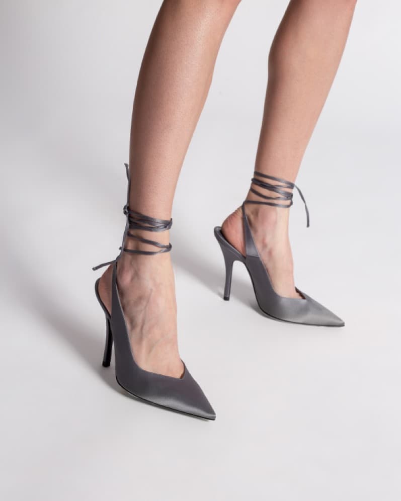 The Attico Grey Lace-Up Stilettos - Image 1