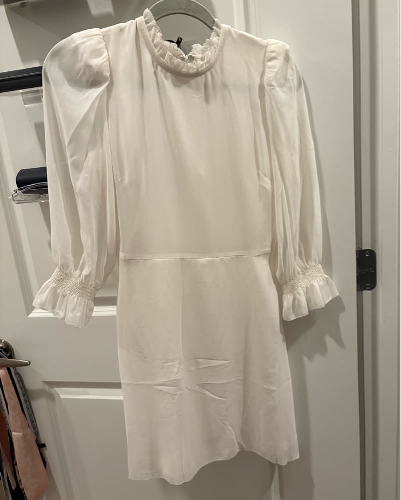 Elegant White Puff Sleeve Dress - Image 3