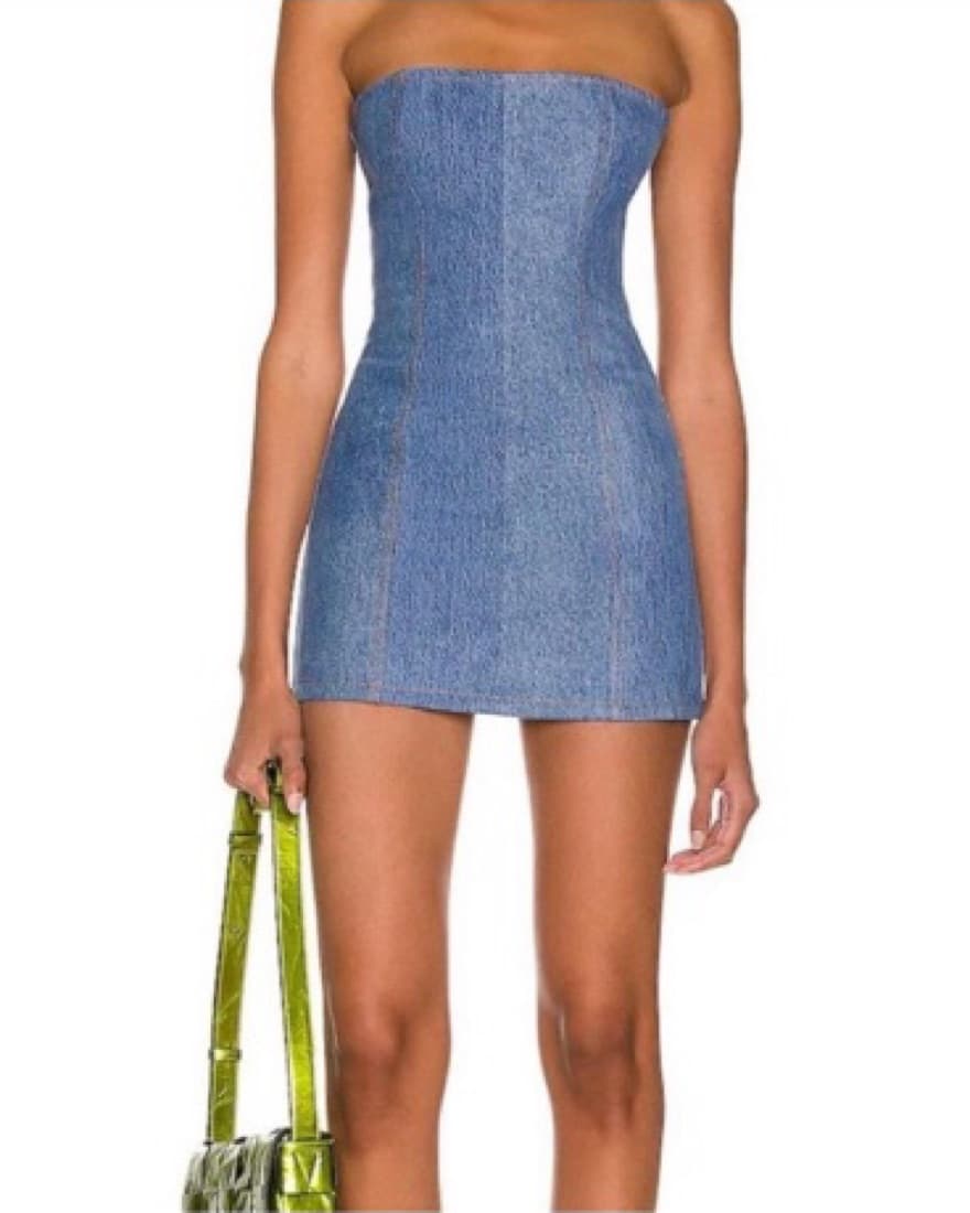 EB DENIM Strapless Lace-up Denim Mini Dr - Image 1
