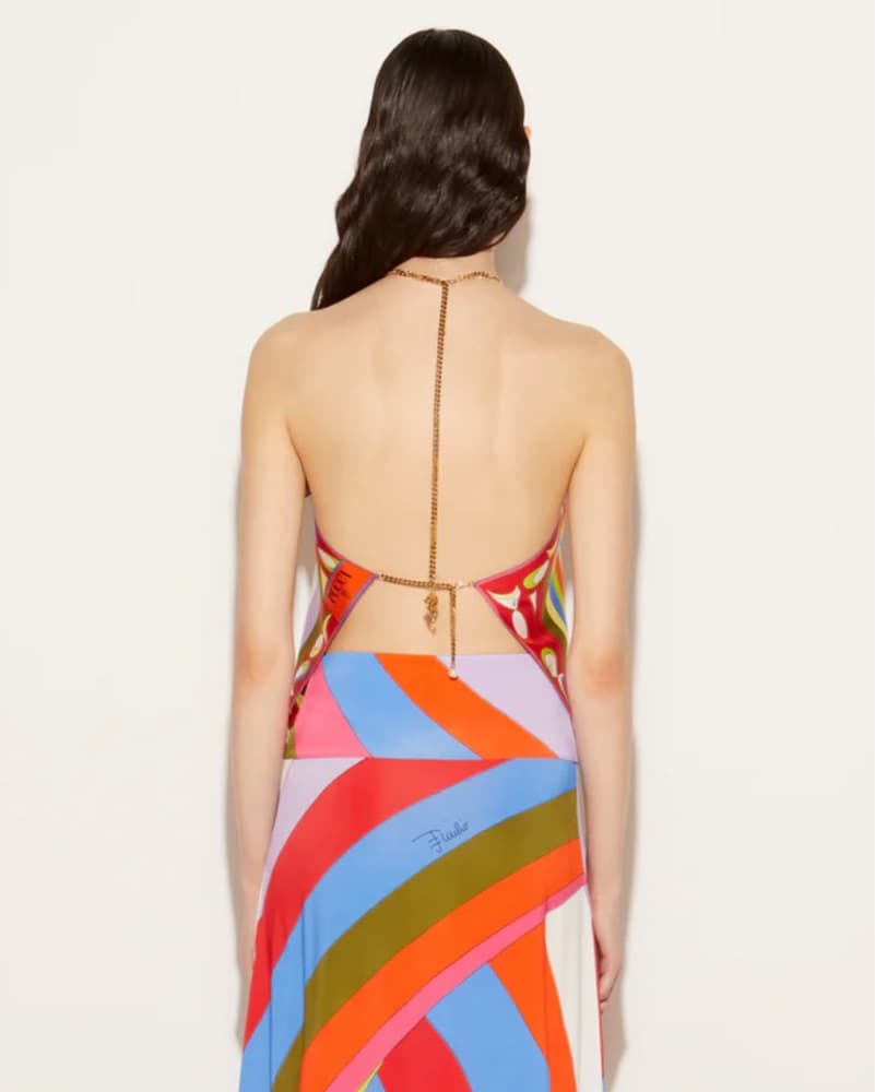 Pucci Silk Iride And Pesci Halter Top - Image 3