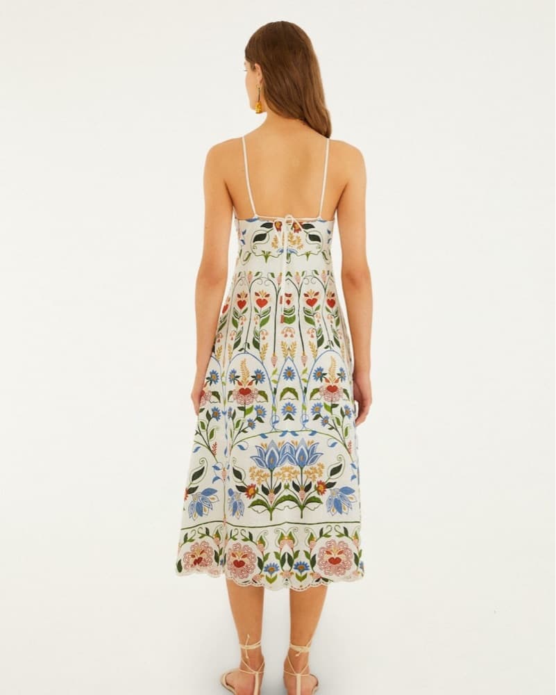 Farm Rio Floral Embroidered Midi Dress - Image 2