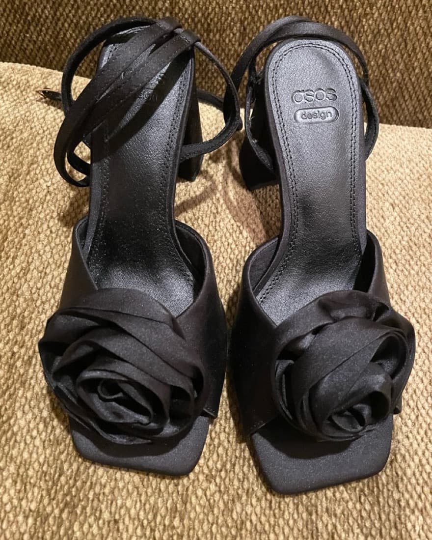 Black Satin Rose Heels  - Image 6