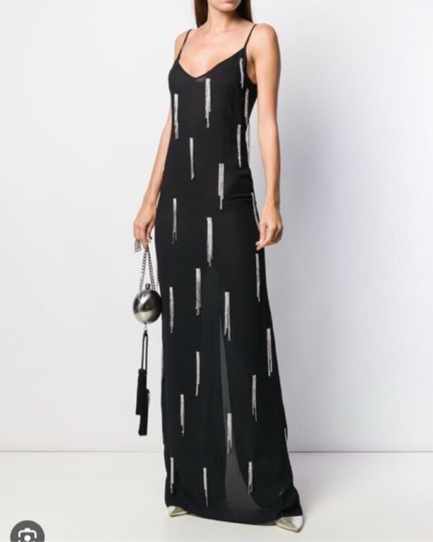 Amen Crystal Fringe Maxi Evening Dress - Image 1
