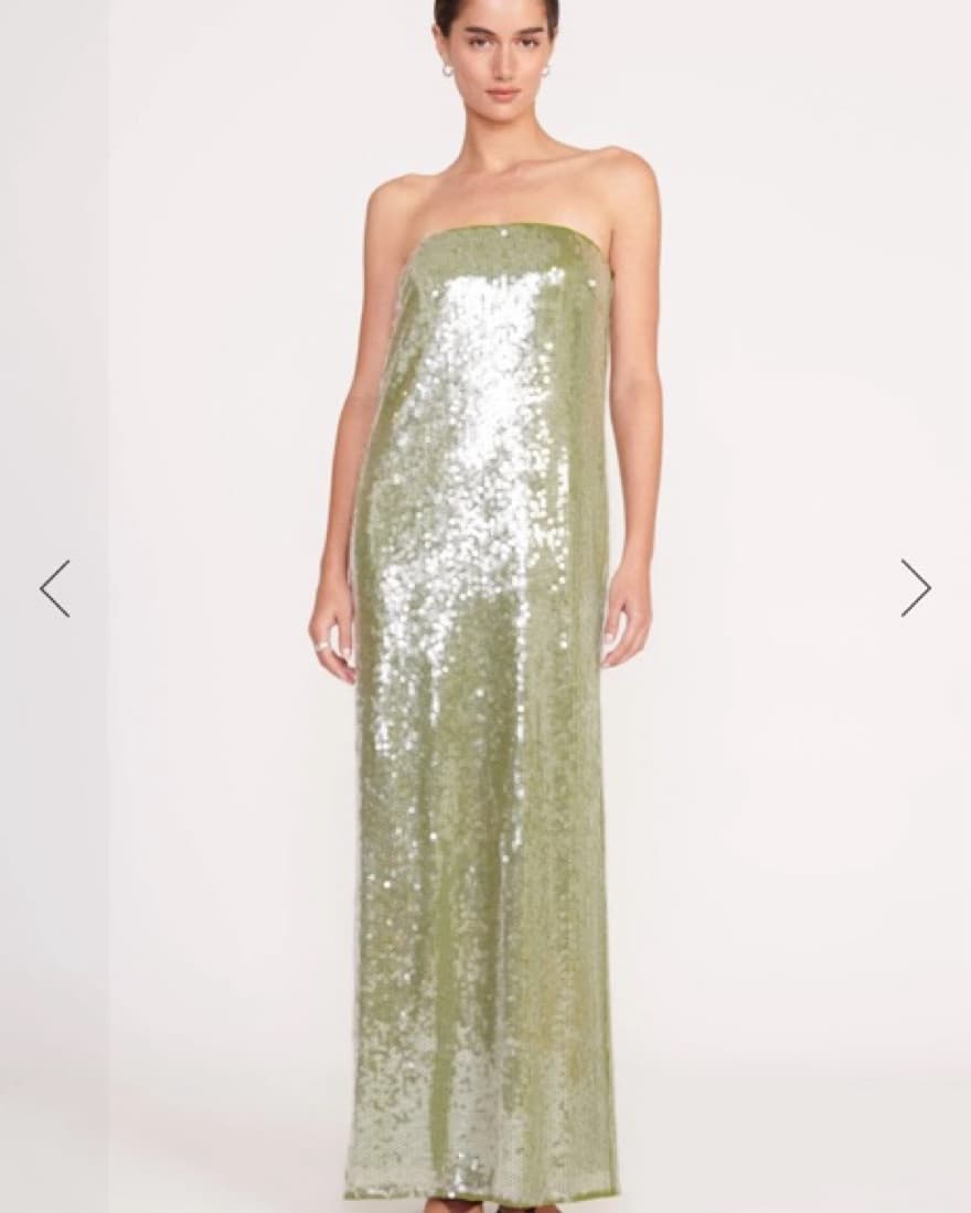 Staud Casey Dress In Green Sequin - Image 2