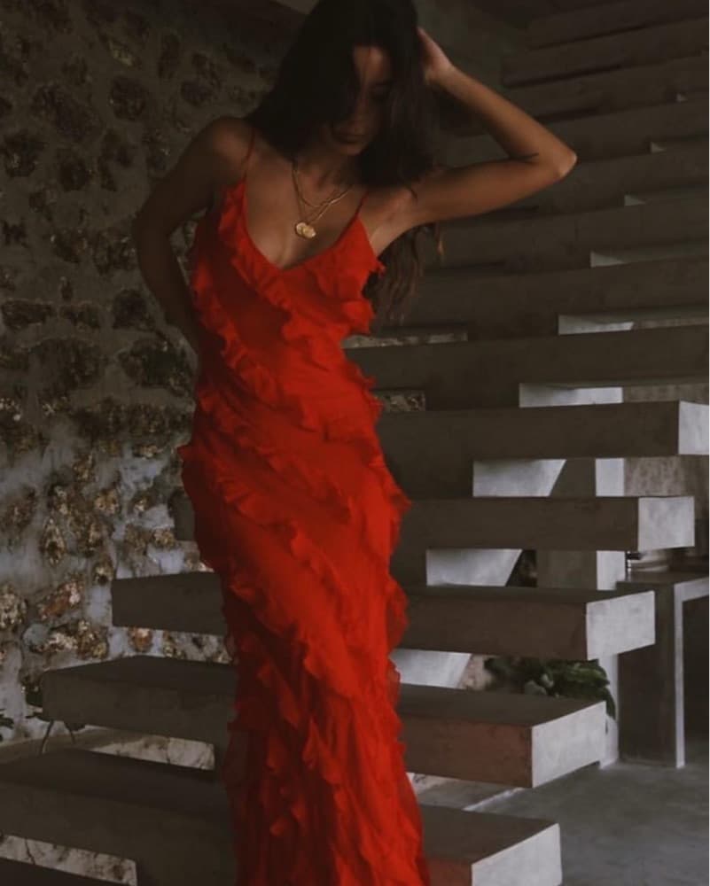Commense Red Ruffle Dress - Image 1