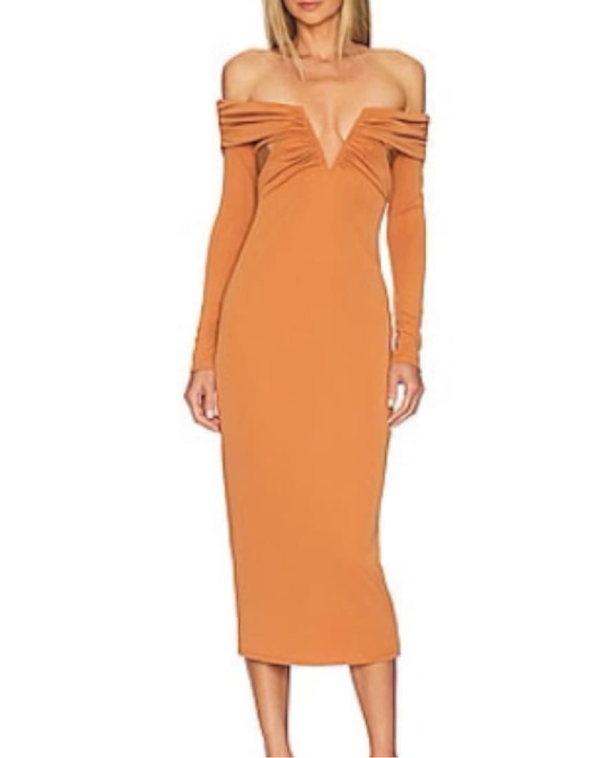 Sacha Midi Dress in Nude  - Image 1
