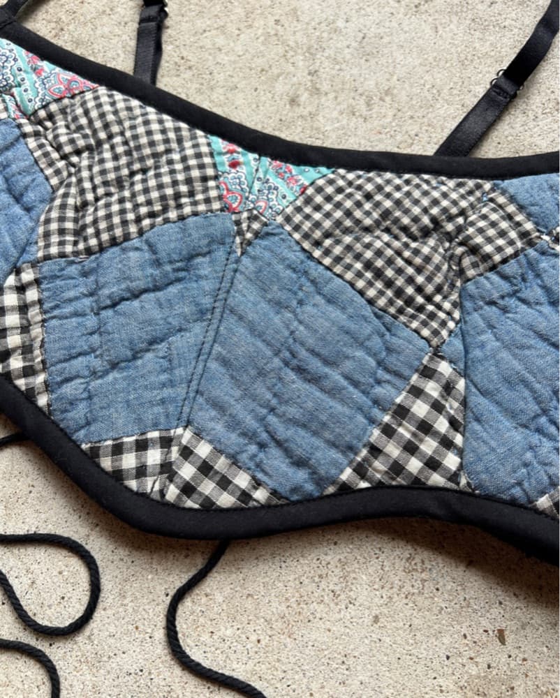 Denim Donna Gingham Quilted Bra Top - Image 2