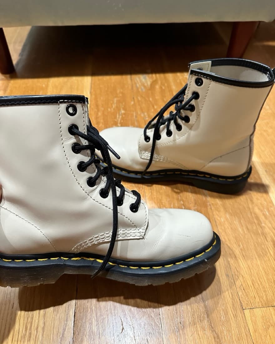 Beige Dr. Martens Combat Boots, Womens 7 - Image 2