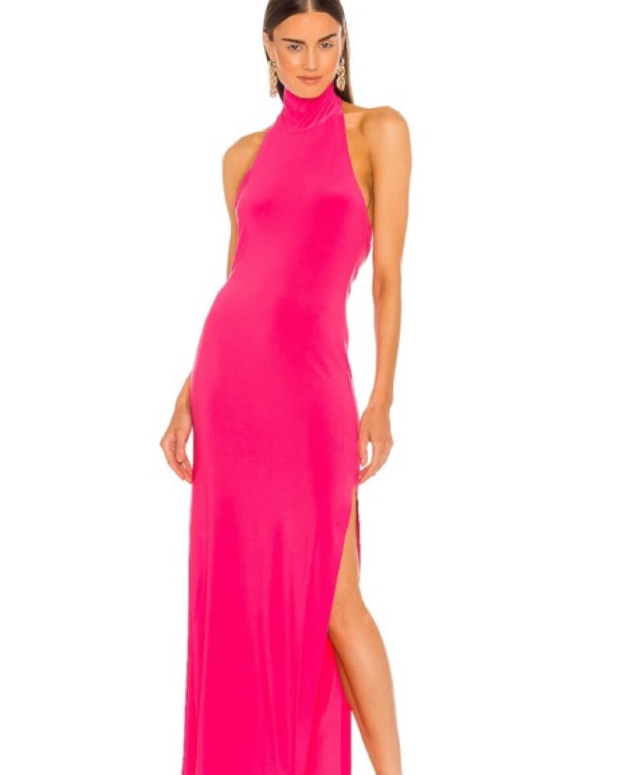 Norma Kamali Pink High Neck Halter Dress - Image 1
