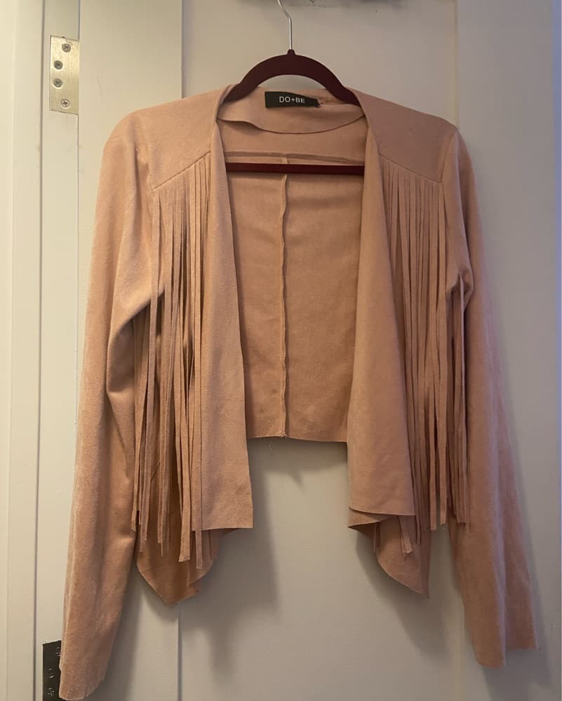 Blush Faux Suede Fringe Jacket - Image 3
