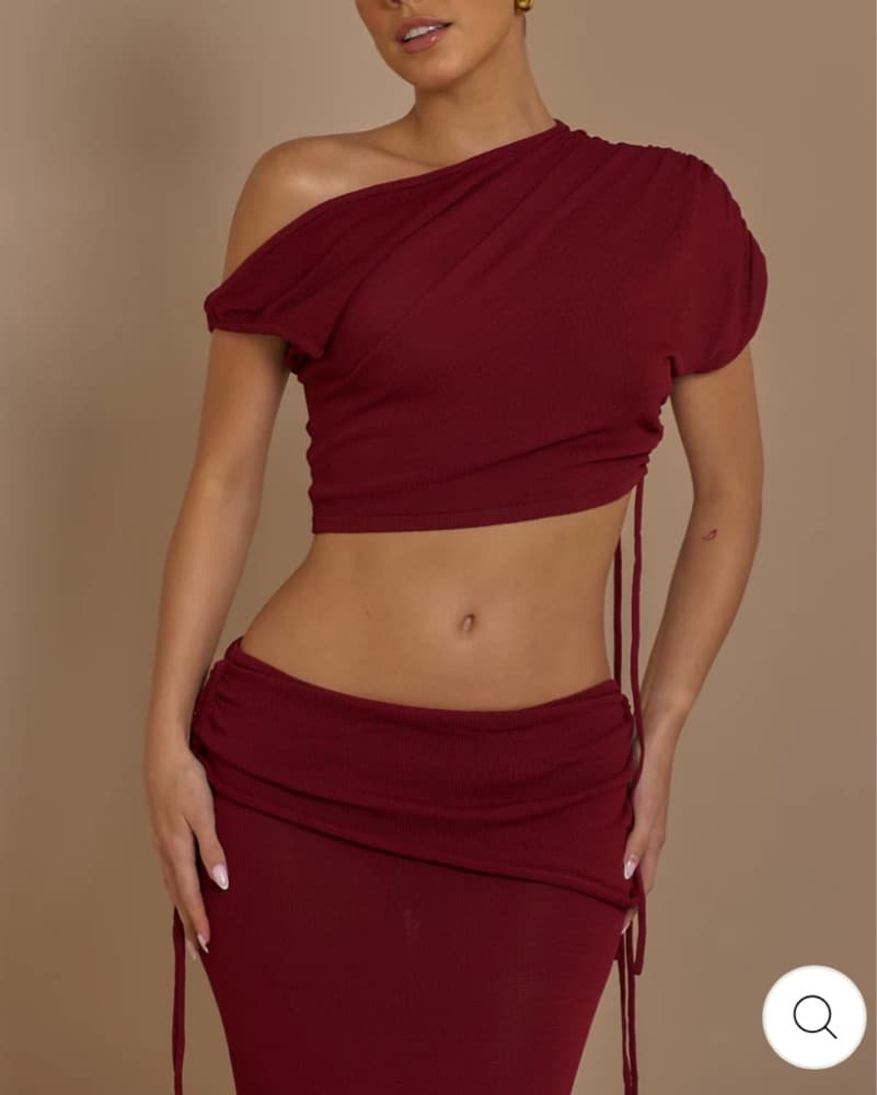 Wine CO-ORD Set - Crop top & Skirt Sz 8 - Image 3