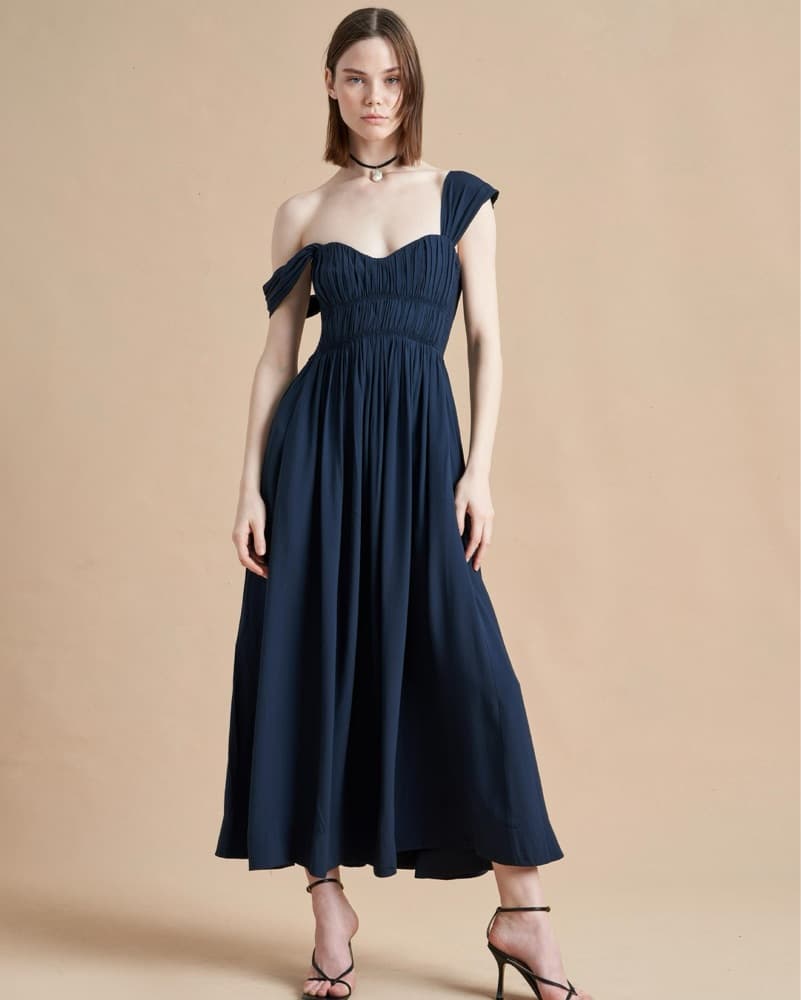 LA LIGNE Navy Blue Midi Dress - Image 1