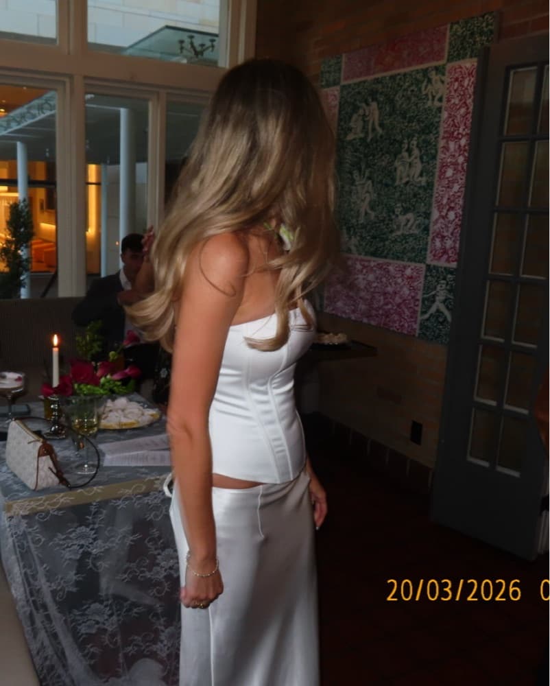 Matching White Corset And Maxi Skirt Set - Image 6