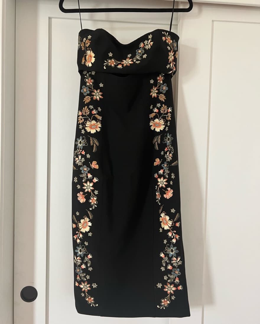 Black Cocktail Dress W/ Floral Details - Image 1