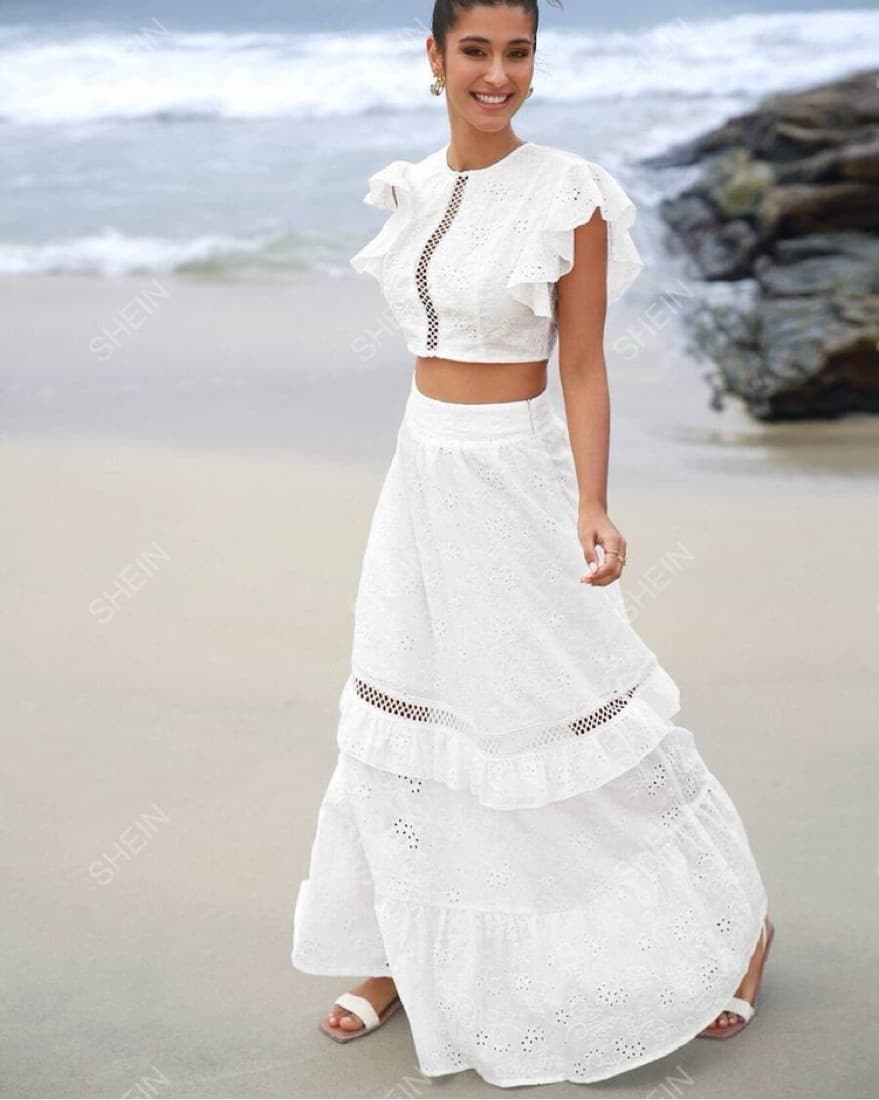 White Eyelet Matching Set - Image 1