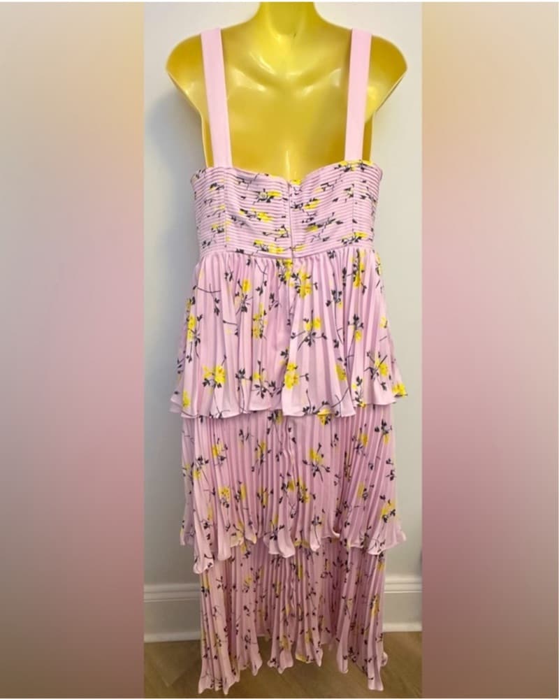 Pink Floral Bustier Midi Dress - Image 3