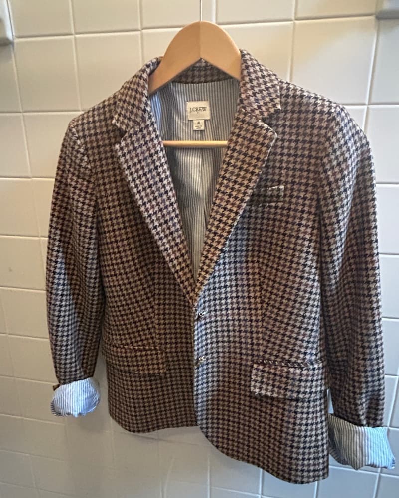 Houndstooth blazer with blue stripe - Image 2