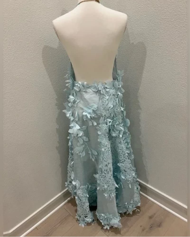 Zimmermann Lasercut Halter Dress in Baby - Image 4