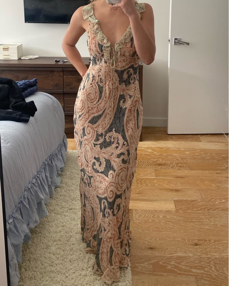Zara Paisley Ruffle Maxi Dress - Image 2
